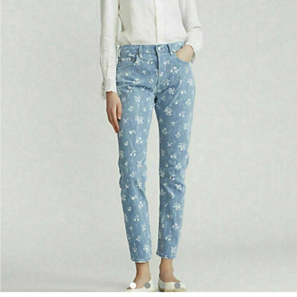 Polo Ralph Lauren Callen Floral High Rise Slim Jeans in Blue - Size 27